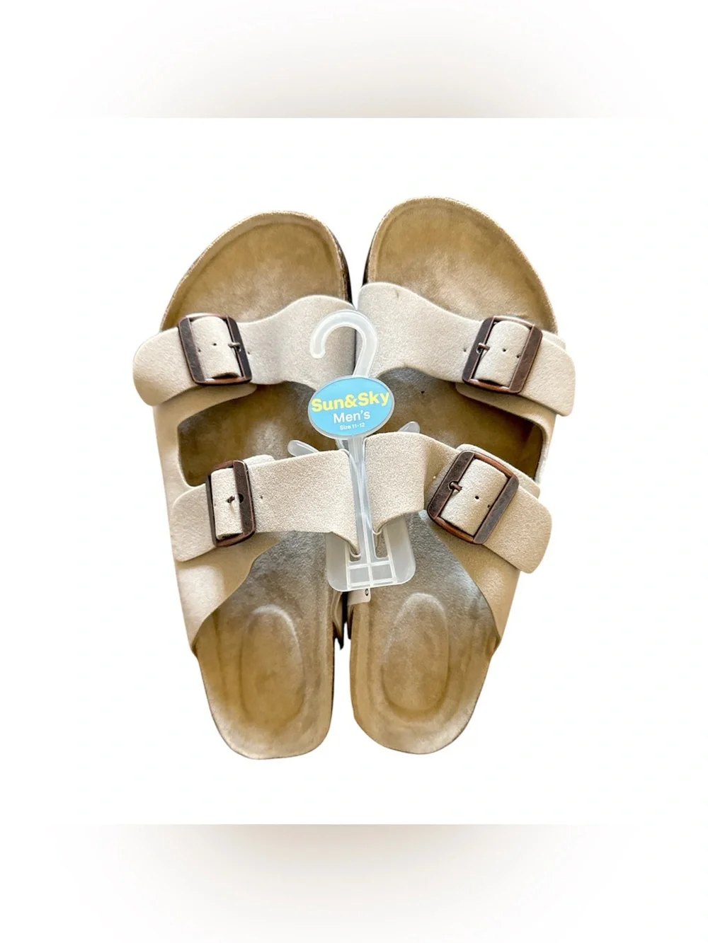 Sun & Sky Men's Beige Double-Buckle Sandals Sz 11/12